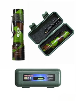 Фонарь "Огонь" с линзой, аккумул. (H-700M) доп. панель, зарядка Type-C, в пласт. боксе