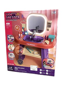 УЦЕНКА. Игр. набор "Трюмо в ванной" (008-959, Xiong Cheng): раковина, сенсорное вкл. крана (течет вода) и зеркала (свет и музыка) дозатор для мыла и 21 предмет. ПОВРЕЖДЕНА коробка