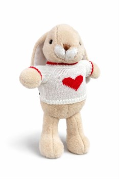 Зайка в свитере в сердечко, 25см (Белоруссия) цвет в ассортименте