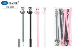 Ручка шар. "Кошка" (MC-6814) синяя, цветной корпус в ассорт., колпачок со съемной фигуркой