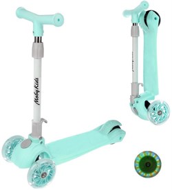 Самокат Moby Kids FLY, складной, 120 PU со светом, мятный (641391)