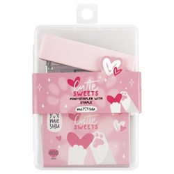 Набор MESHU "Cute sweets": степлер мини №26/4 пластиковый, до 20л. + скобы №26/4 (MS_67006) в пласт. боксе