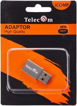 Адаптер Type-C (f) to USB 3.0 (m) "TELECOM" (TA432M) металл. корпус