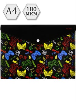 Папка с кнопкой A4 Prof-Press "Game" с рисунком, непрозрачная (ПК-3027) 180 мкм