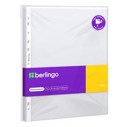Папки перфорированные (файлы), комплект 100шт., А4,  25мкм, BERLINGO "Mirror" (SPm_A4025) глянцевые
