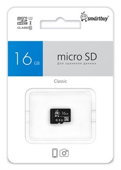 Карта памяти Micro-SDHC  16Гб "SmartBuy" Class10 UHS-I Blue, без адаптера
