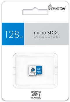 Карта памяти Micro-SDXC 128Гб "SmartBuy" Class10 UHS-I Blue, + адаптер SD