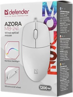Мышь Defender "Azora" белая, USB (MB-241, 52242)