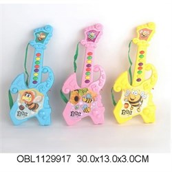 Гитара на батар., 29см, 3цв. в ассорт. (1003) в пакете