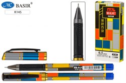 Ручка гелевая Basir "Геометрия" (K145) синяя 0,5мм, игольчатый стержень, корпус с рисунком