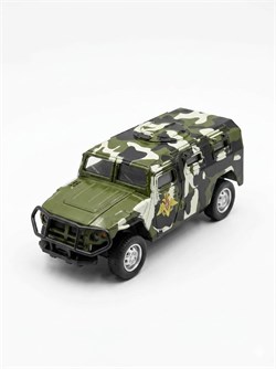 Металл. модель 10,8см "Hummer H2 военный (1:39)" (K1503A-231) зеленый камуфляж / однотонный, по 12шт. в шоубоксе