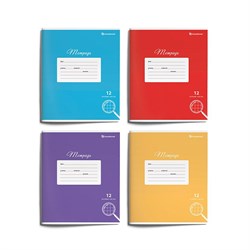 Тетрадь 12л. Schoolformat крупная клетка "Однотонная. Ассорти" (ТШККО12-Ш, 212436) обложка - мелованный картон