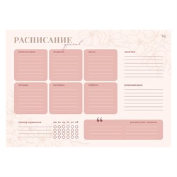 Расписание уроков с расписанием звонков А3 "Пиши-стирай. Цветочное настроение" (391814, "BG") с маркером
