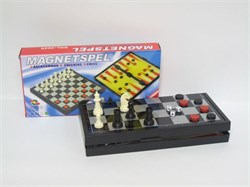 Шахматы, шашки, нарды, 3 в 1, магнитные, размер поля 24*24см (2029/RKJ-1674) в коробке
