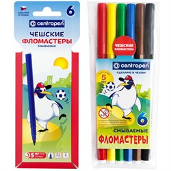 Фломастеры CENTROPEN "Пингвины"  6цв. (7790/06) смываемые