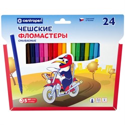Фломастеры CENTROPEN "Пингвины" 24цв. (7790/24-86) смываемые, в карт. коробке