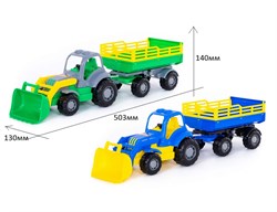 Трактор "Крепыш" с прицепом №2 и ковшом (44808) в сеточке 50*13*14см, Полесье