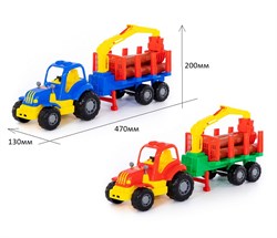 Трактор "Крепыш" + полуприцеп-лесовоз (44815) в сеточке 47*13*20см, Полесье