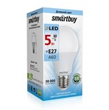Лампа светодиодная, E27, A60,  5Вт, 4000К "Smartbuy" нейтральный белый свет