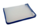 Папка для тетрадей А4, молния вокруг (ПМ-А4-01) прозрачная с синей окантовкой