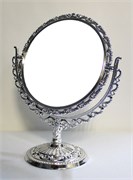 Зеркало наст. пластик двустороннее, фигурный корпус, D=17см, h=26см (2305)