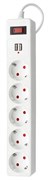 Сетевой фильтр "Smartbuy" с USB, 10A 2200 Вт, 5 розеток, 1.8 м (SBSP-18U-W) белый