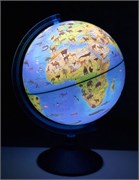 Глобус зоогеографический D=210 мм с подсветкой от батареек (Be012100249) на круглой подставке