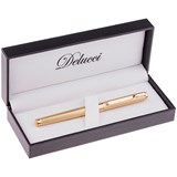 Ручка Delucci перьевая "Celeste" черная, 0.8мм (CPs_81914) корпус золотистый с рифлением, подар. уп.
