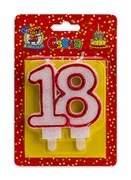 Свеча для торта "Значимые даты", цифра "18" красная (С-2475)