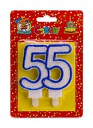 Свеча для торта "Значимые даты", цифра "55" синяя (С-2487)