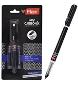 Ручка перьевая FLAIR "CARBONIX INKY" синяя, 2 сменных картриджа (F-1365) на блистере