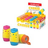 ! РАСПРОДАЖА Точилка ErichKrause "Cheese" (50143) 2 отверстия, с контейнером, цвет в ассорт.