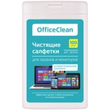 Чистящие салфетки OfficeClean влажные, для экранов и мониторов, 100шт. в портативной плоской тубе (307370)