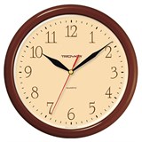 Часы настенные Troyka (21234287) круглые, диаметр 24см, коричневая рамка