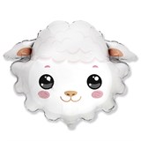 ! РАСПРОДАЖА Шар фольгированный - фигурка "Овечка (голова)" 30*76см (И-111, 2311525, 901820) в инд. пакете