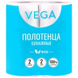 Полотенца бумажные "Vega", 2-х сл., спайка 2шт.*12м, белые (315622)