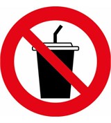Наклейка информационная "Запрещено с напитками" самоклеящаяся, 106*106мм (9-82-0006)