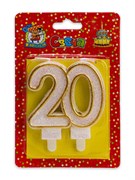 Свеча для торта "Значимые даты", цифра "20" золотая (С-2490)