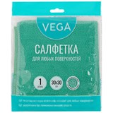 ! РАСПРОДАЖА Салфетка 1шт., "Vega" 30*30см, универсальная, микрофибра, (320872) зеленая