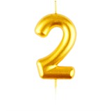 Свеча для торта MESHU на подставке, цифра "2" 6см (MS_59914) золото