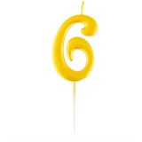 Свеча для торта MESHU на подставке, цифра "6" 5,2см (MS_59518) золото