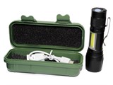 Фонарь светодиодный аккум. (H-869/Н-870) линза и диод. панель, зарядка от USB, в боксе