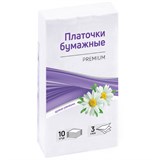 Платки бумажные носовые OfficeClean" 19*20см, 3-х сл., 10шт., белые (328306) аромат ромашки