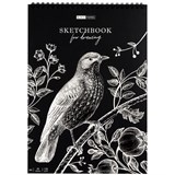 ! РАСПРОДАЖА Скетчбук А4  20л., 120г/м, черная бумага, тв. обл на спир. "Black line. Bird" (SkA420_38360, ArtSpace)