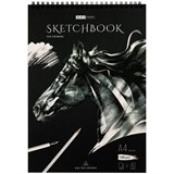 ! РАСПРОДАЖА Скетчбук А4  40л., 120г/м, черная бумага, тв. обл на спир. "Black line. Horse" (SkA440_38362, ArtSpace)