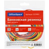 Резинки для денег   50гр, d=60мм натур. каучук цветные OfficeSpace (333901)