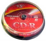 Диск CD-R "VS" с покрытием для печати 700Mb, 52х (10 шт. в боксе)
