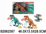 Динозавр на батар. "Тиранозавр" (2062387) ходит, выпускает пар, откладывает яйца, свет, звук, проектор, в коробке 46*28.5*13.5см