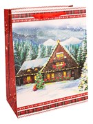 ! РАСПРОДАЖА Пакет подарочный новогодний Dream Cards 18х23см "Сказочный дом" (ПКП-3772) плотность 210гр., глиттер