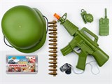 Игровой набор "Военный": каска, оружие, др. аксесс. (M0762) в пакете 54*22см